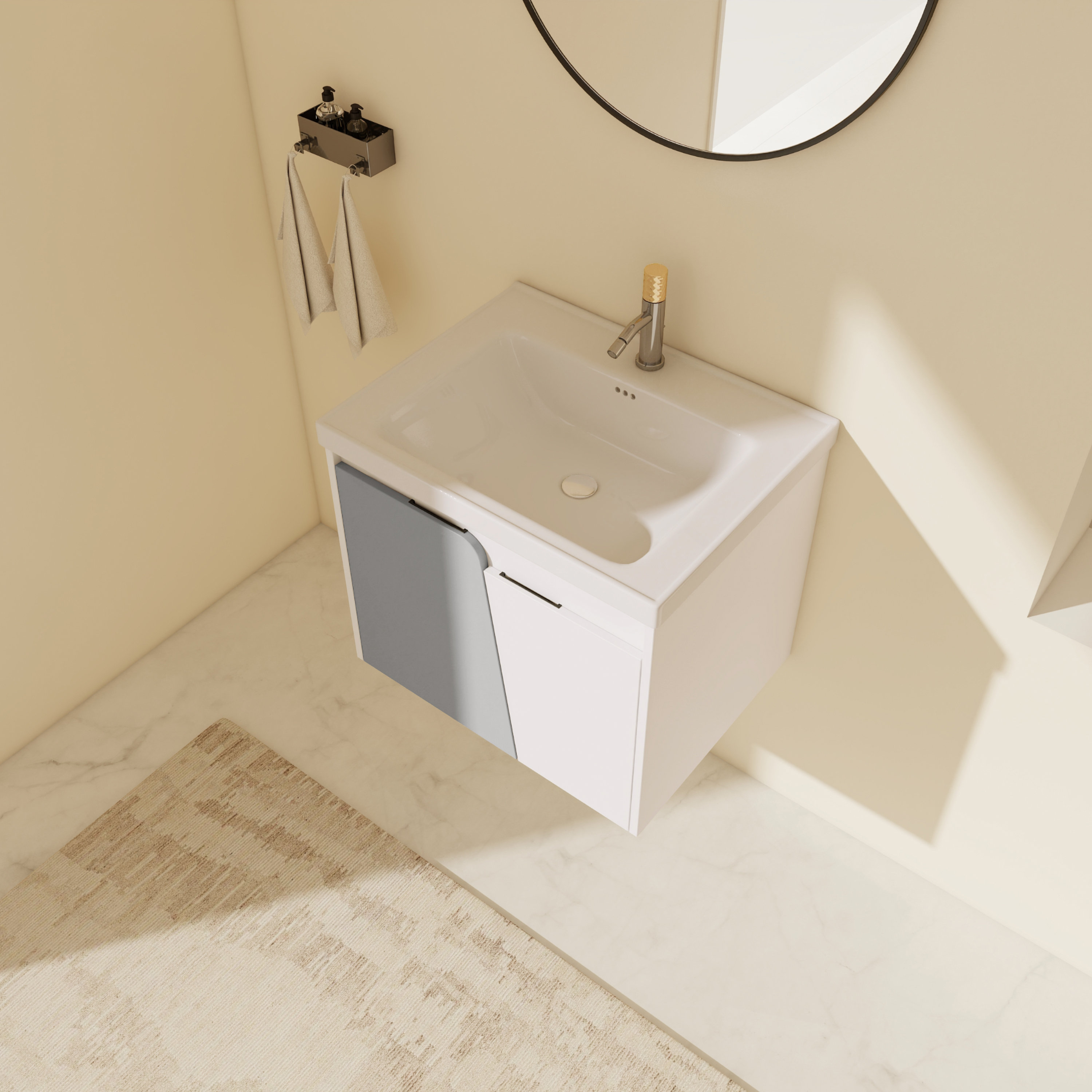 Wrought Studio Meuble Lavabo Simple Mural 24 Po Avec Plateau En