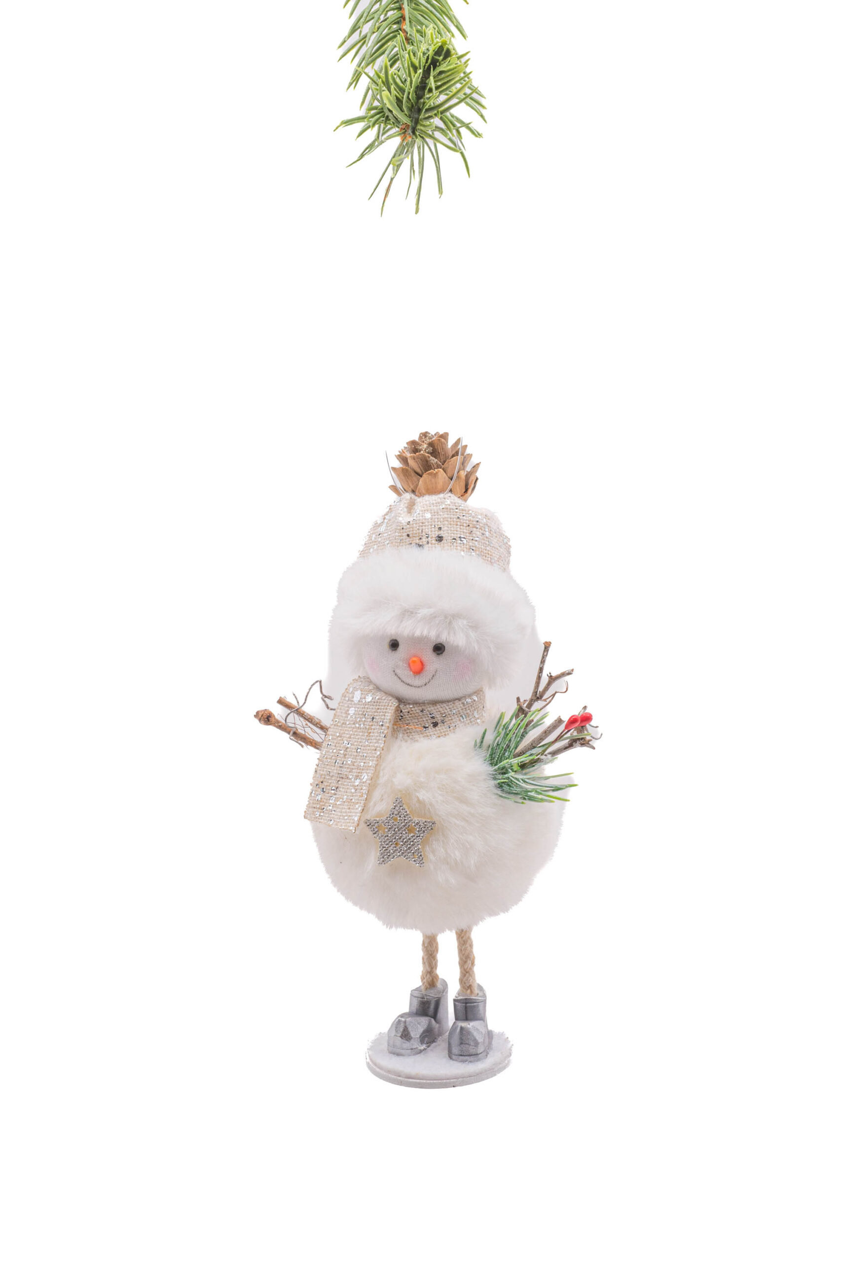 The Holiday Aisle White Platinum Cloth Standing Puffball Snowman In