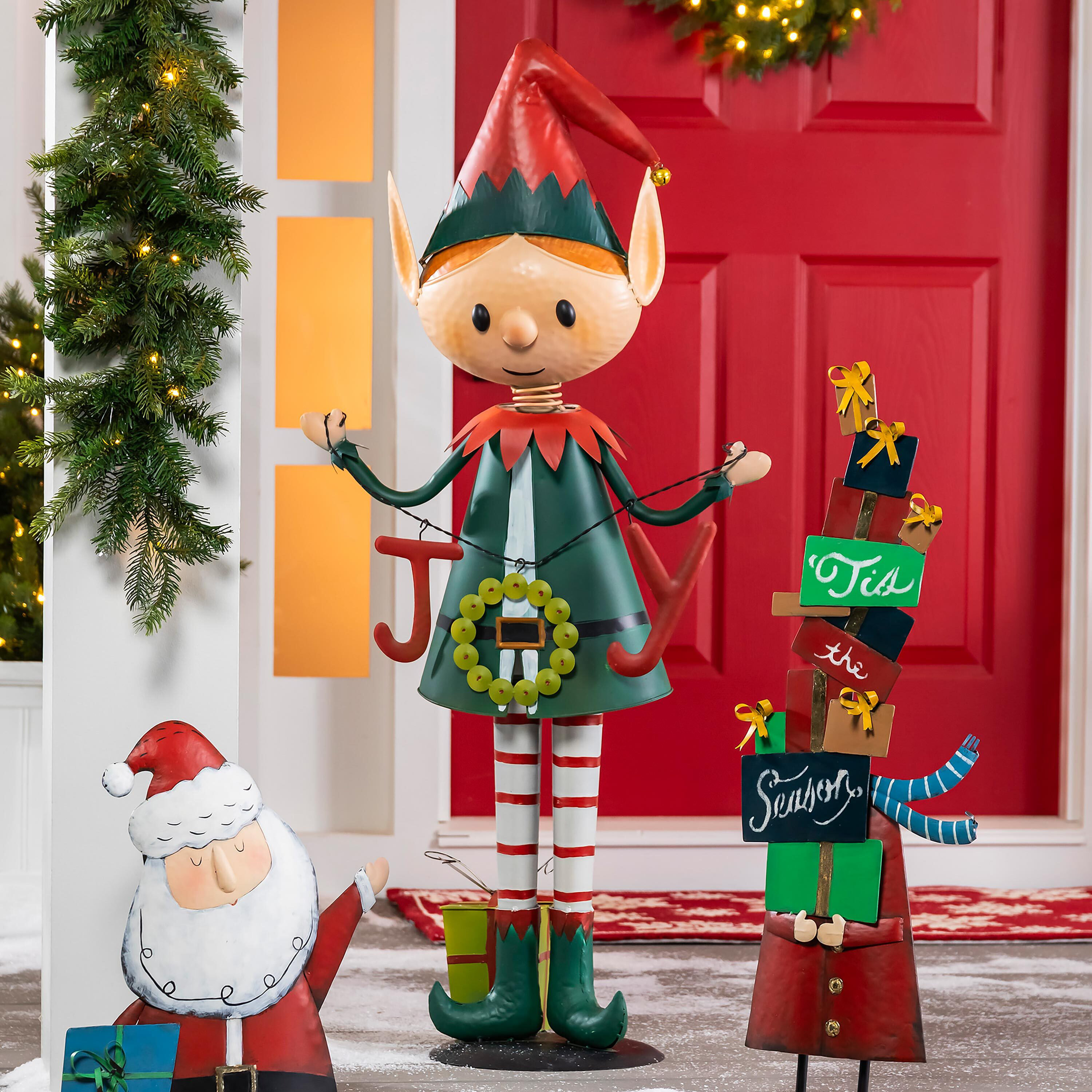 Plow Hearth Indoor Outdoor Metal Bouncy Joy Elf Statue Wayfair