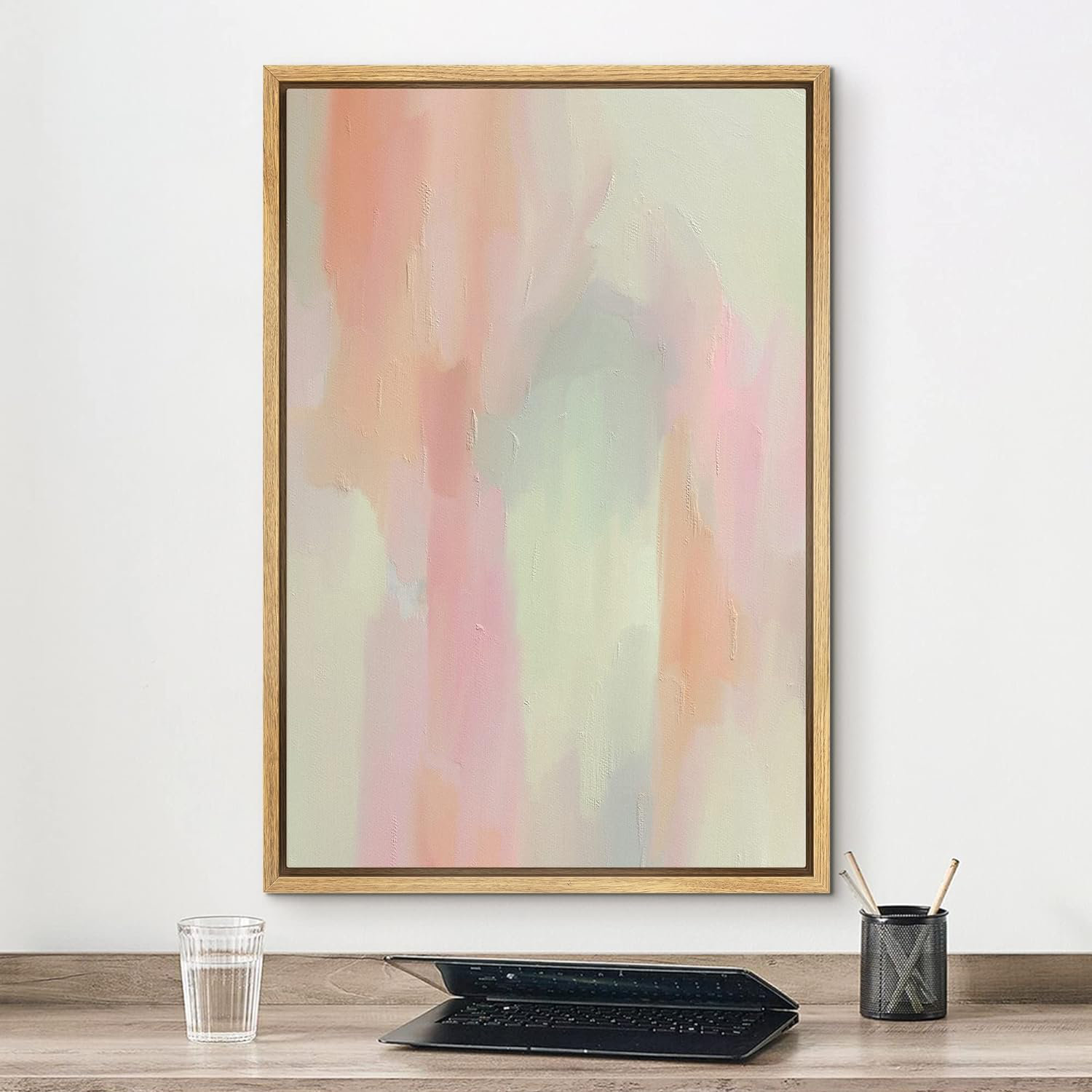 IDEA4WALL Abstract Colorful Strokes Pink Green Pastel Paint Stroke