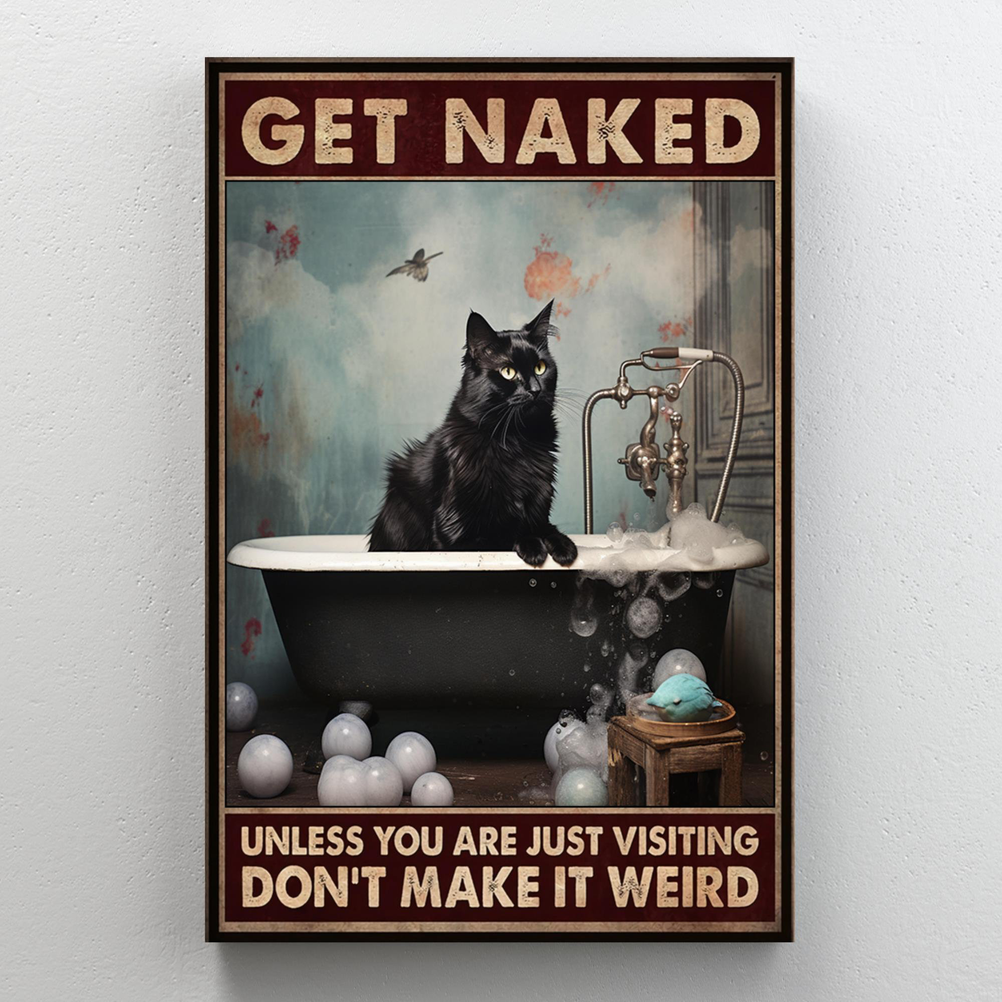 Trinx Black Cat In Bathtub Get Naked On Canvas Print Wayfair