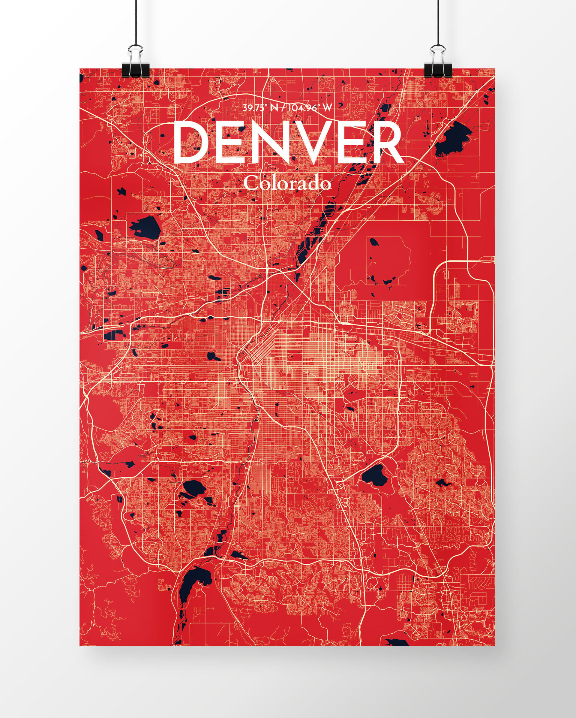 Denver Street Map Denver Colorado USA Road Map Art On Color 45 OFF