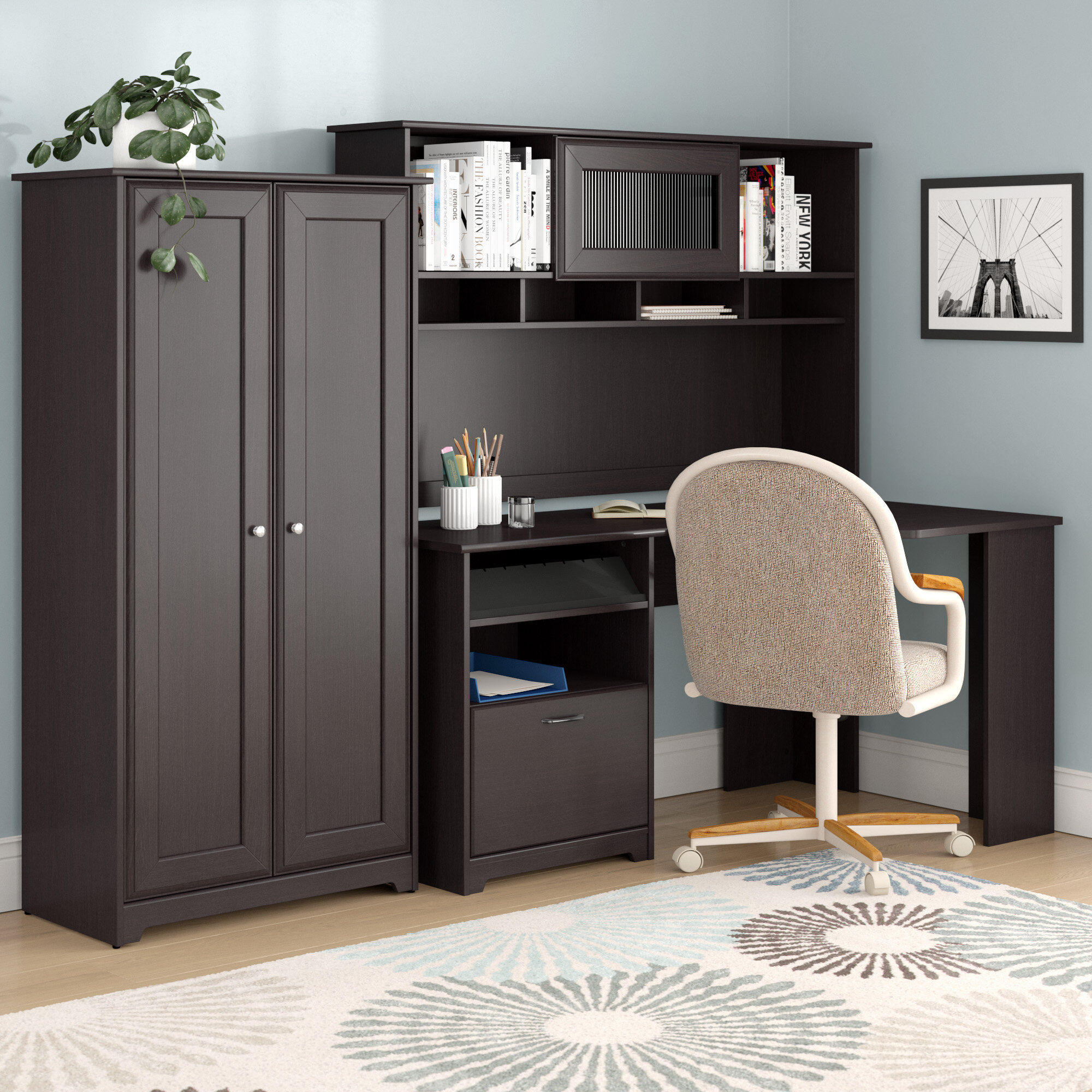 Lark Manor Almita 3 L Shaped Computer Desk Office Set With Hutch Wayfair