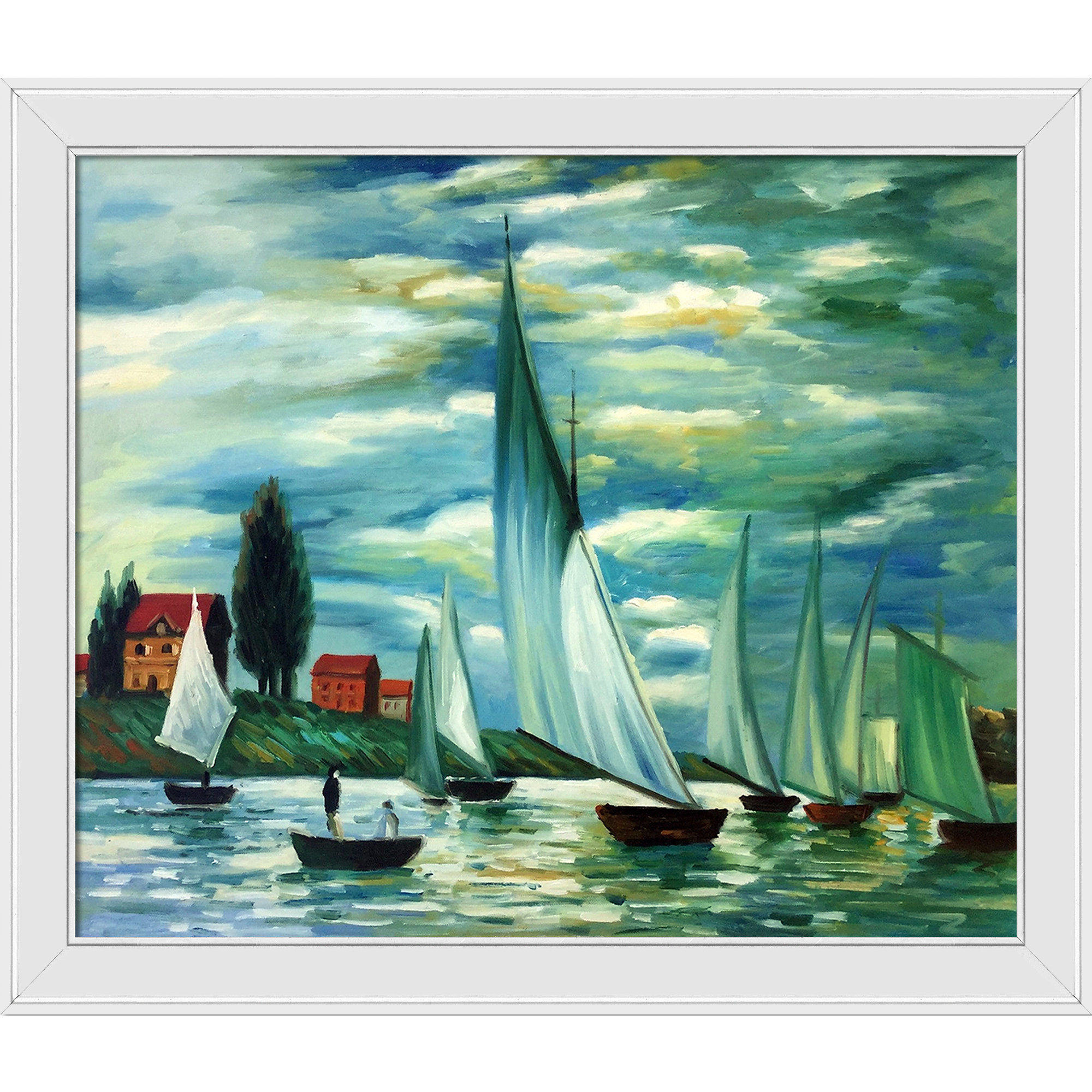 Overstock Art Regates At Argenteuil Framed On Canvas By Claude Monet