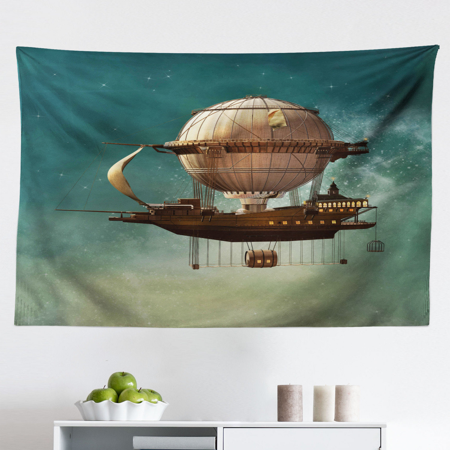 East Urban Home Wandbehang Surreal Sky Scenery Steampunk Luftschiff Sci