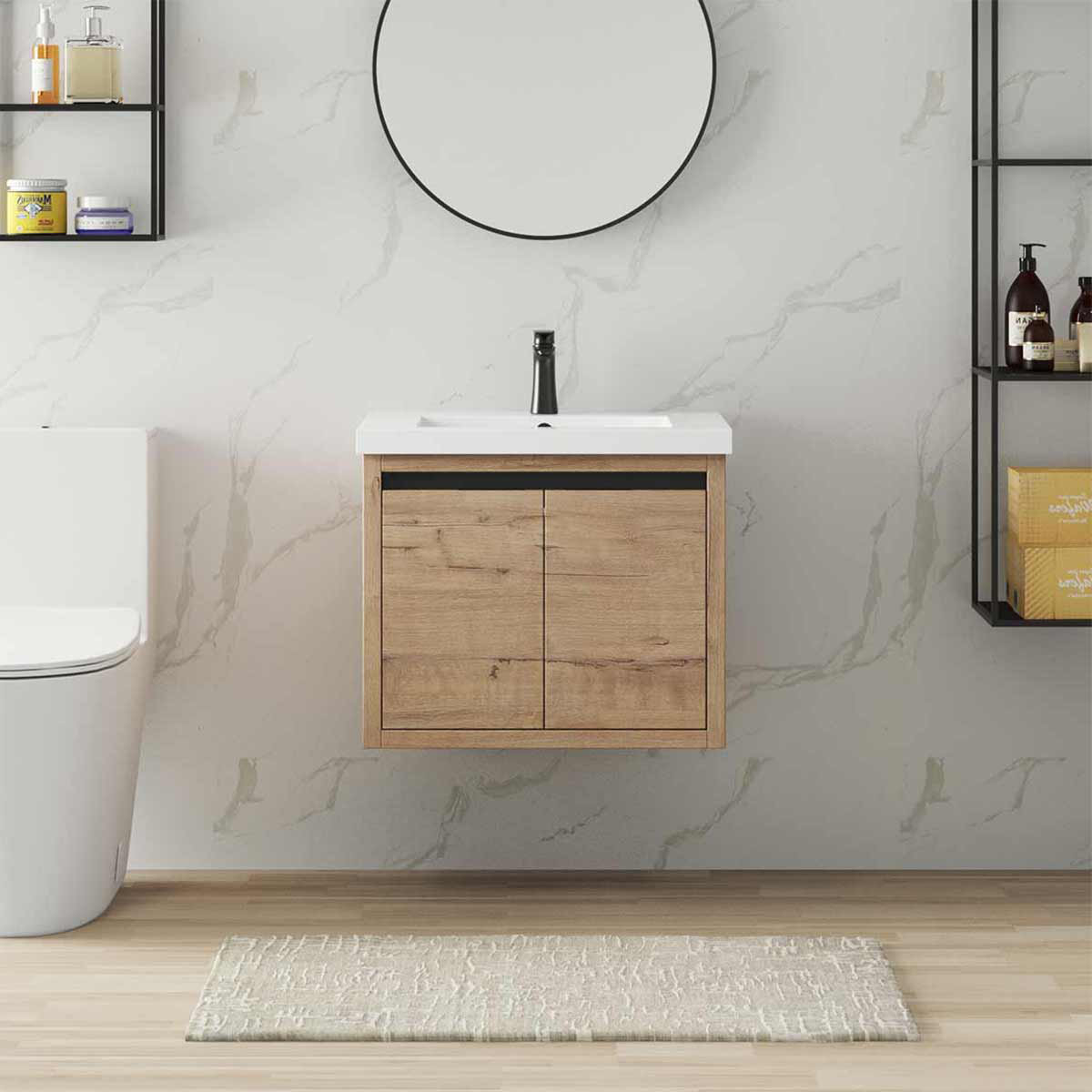 Latitude Run Meuble lavabo mural simple 23 6 po avec plateau en résine