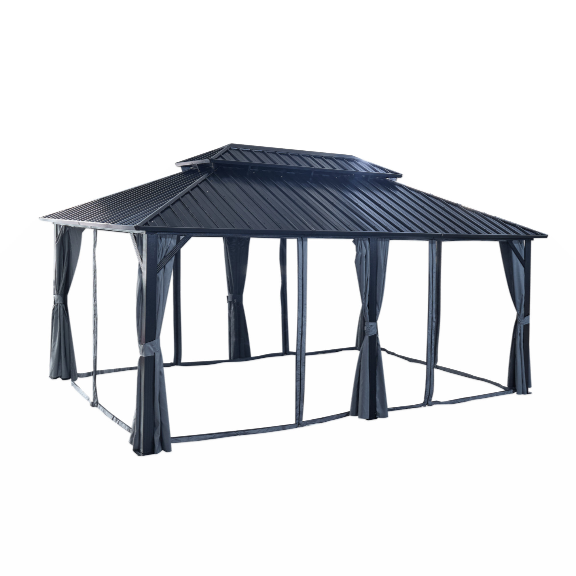 Myhomekeepers 17 Ft W X 11 Ft D Aluminum Patio Gazebo Wayfair