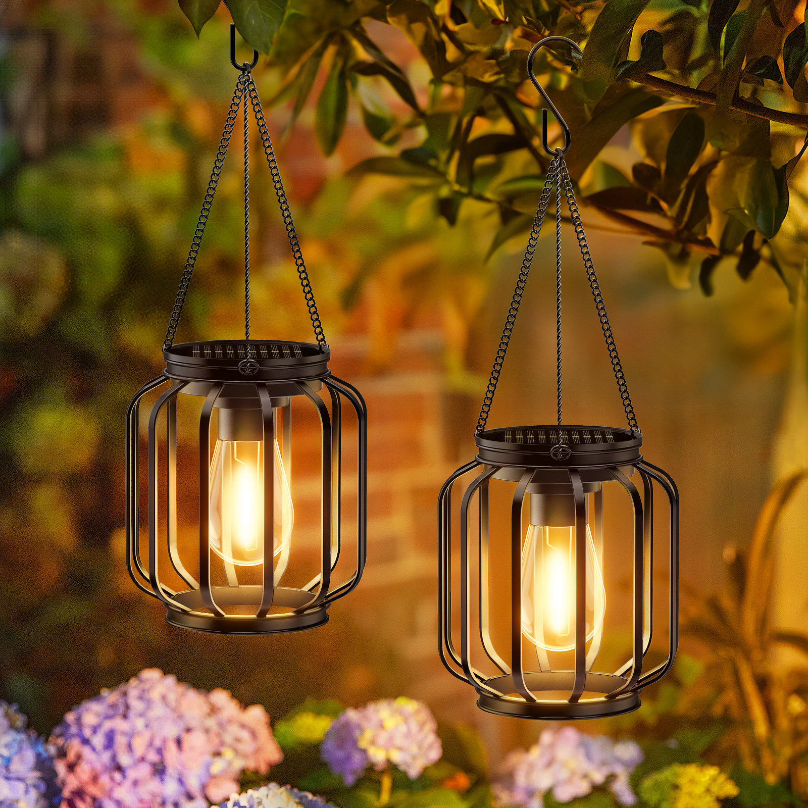 KOOPER Solar Lanterns Outdoor Lights Upgraded Metal Solar Lantern