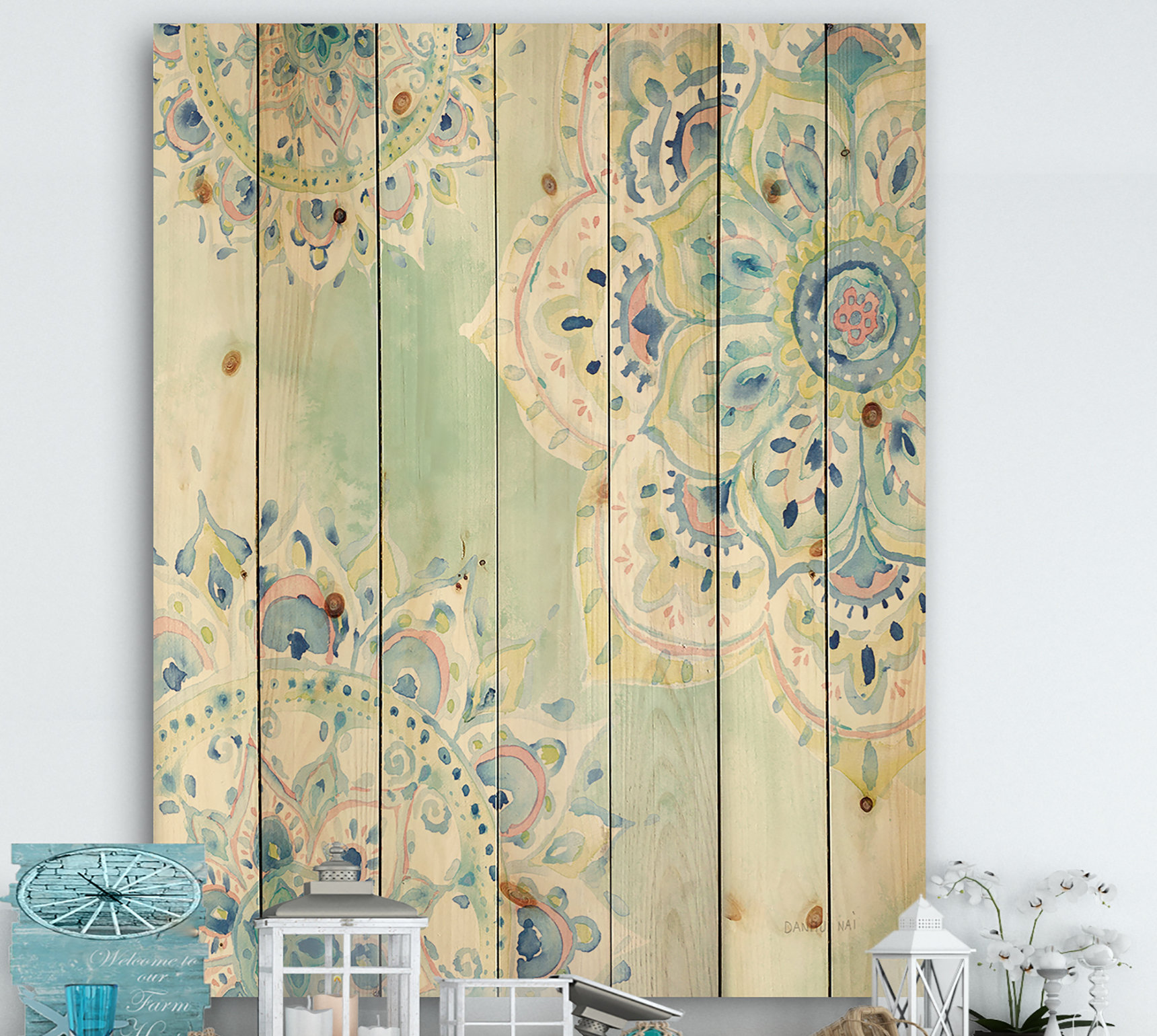 East Urban Home Watercolor Mandalas Iv Floral Botanical Print On