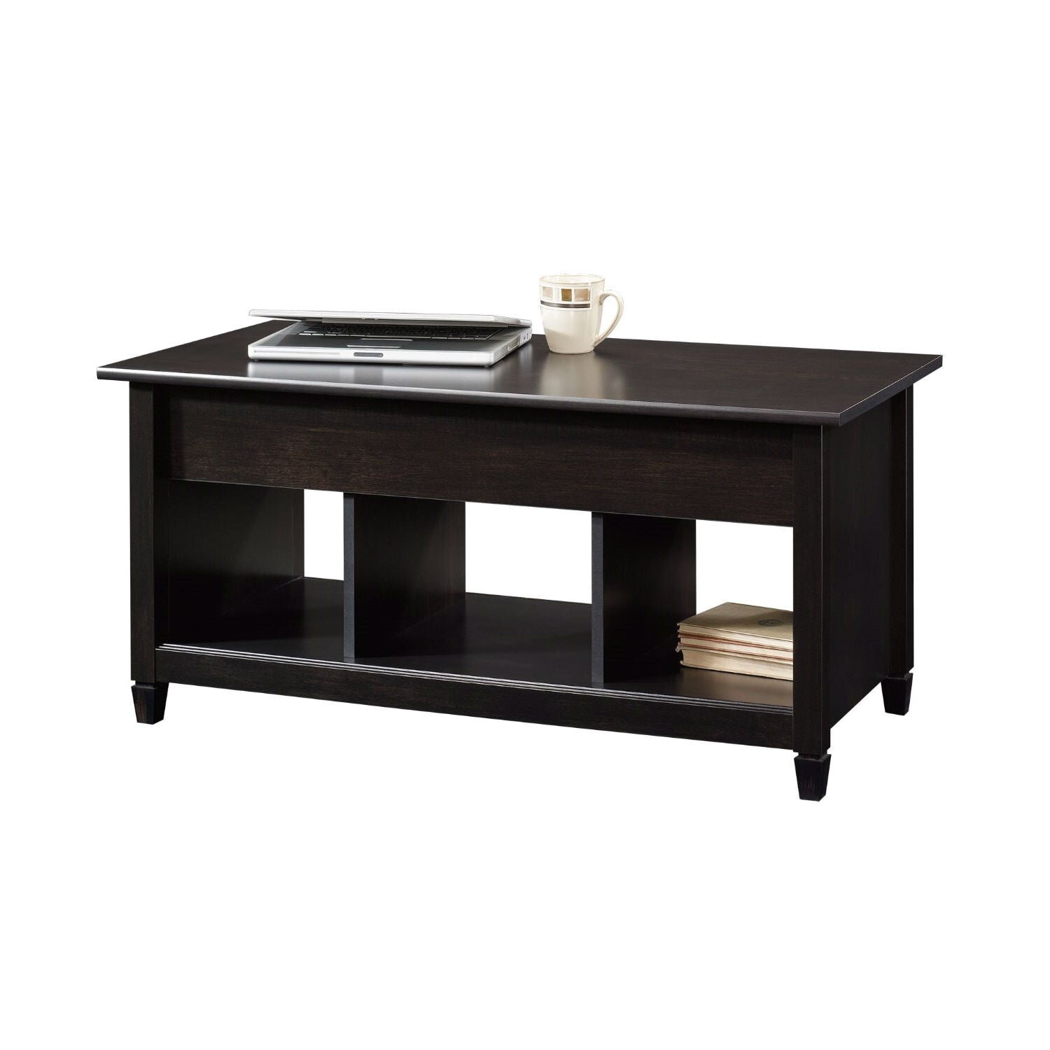 Ebern Designs Table Basse Plateau Relevable En Bois Noir Avec Espace