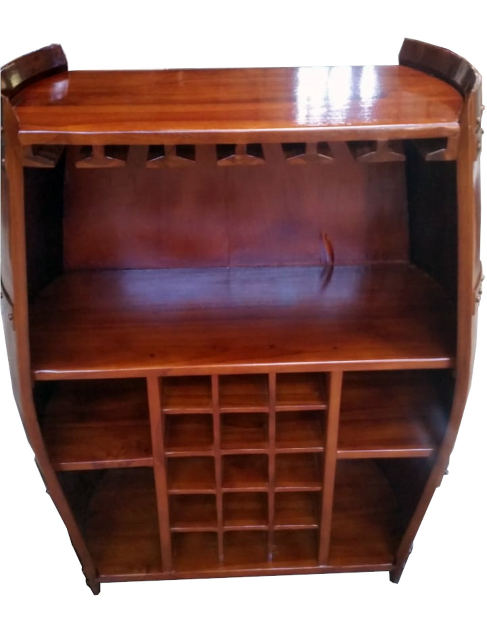 MGP 12 Bottle Solid Wood Floor Wine Bottle & Glass Rack in Brown ...