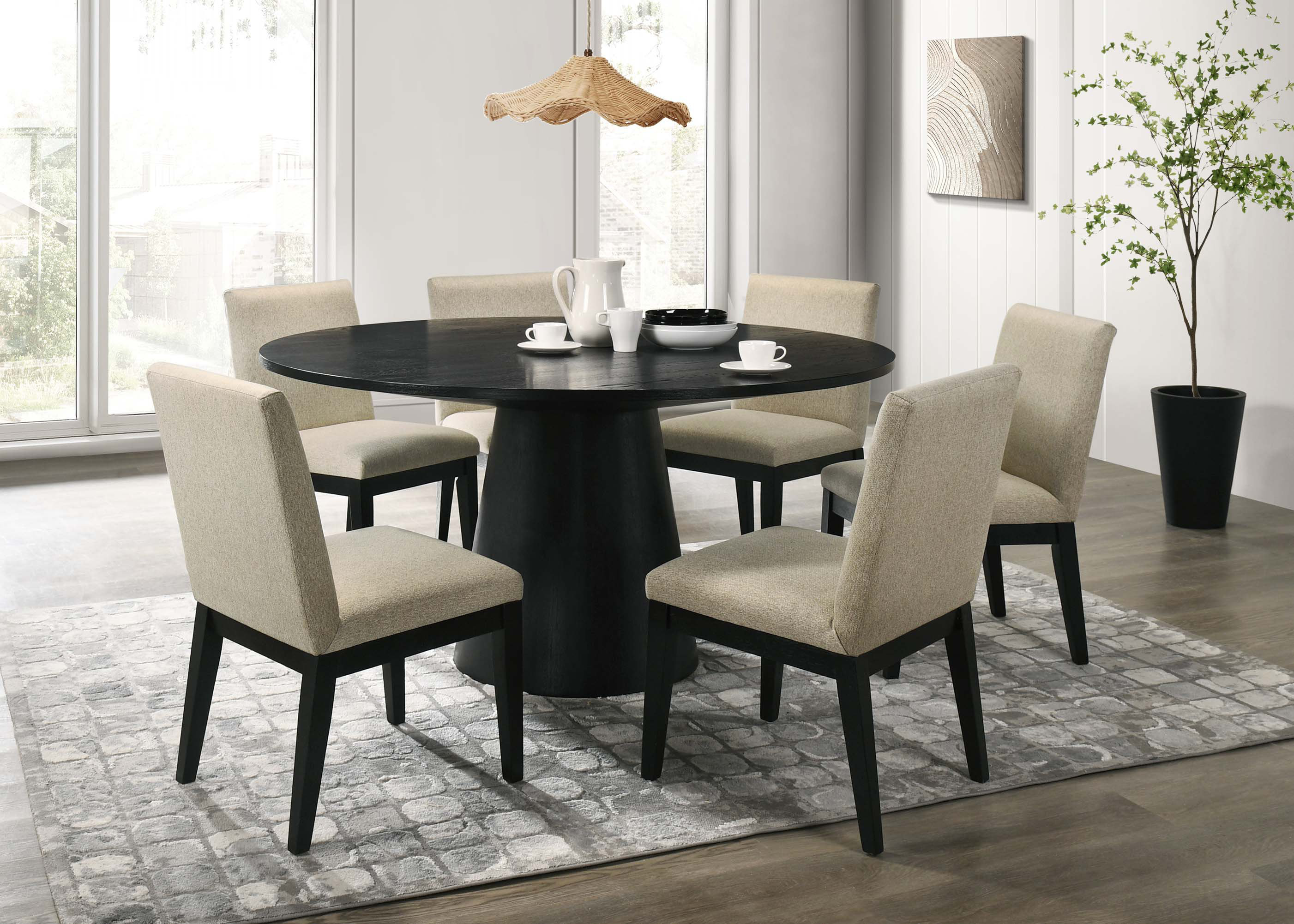 Corrigan Studio Jasper 7 Piece Round Dining Table Set With Pedestal ...