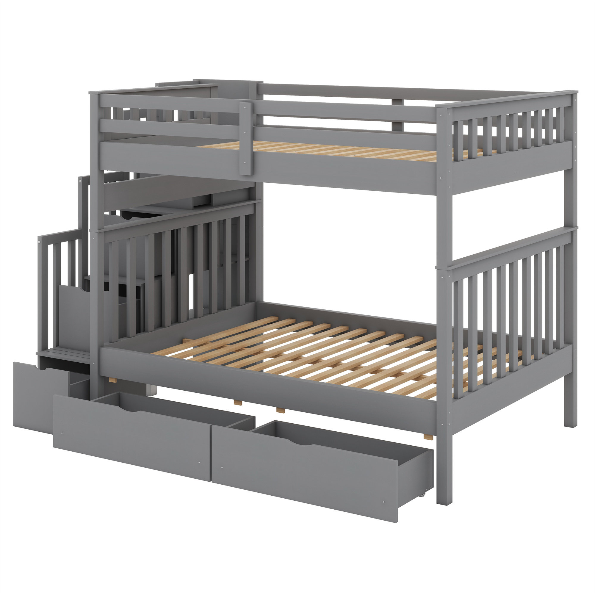 Harriet Bee Bunk Bed With Shelves And Storage Drawers - Wayfair Canada