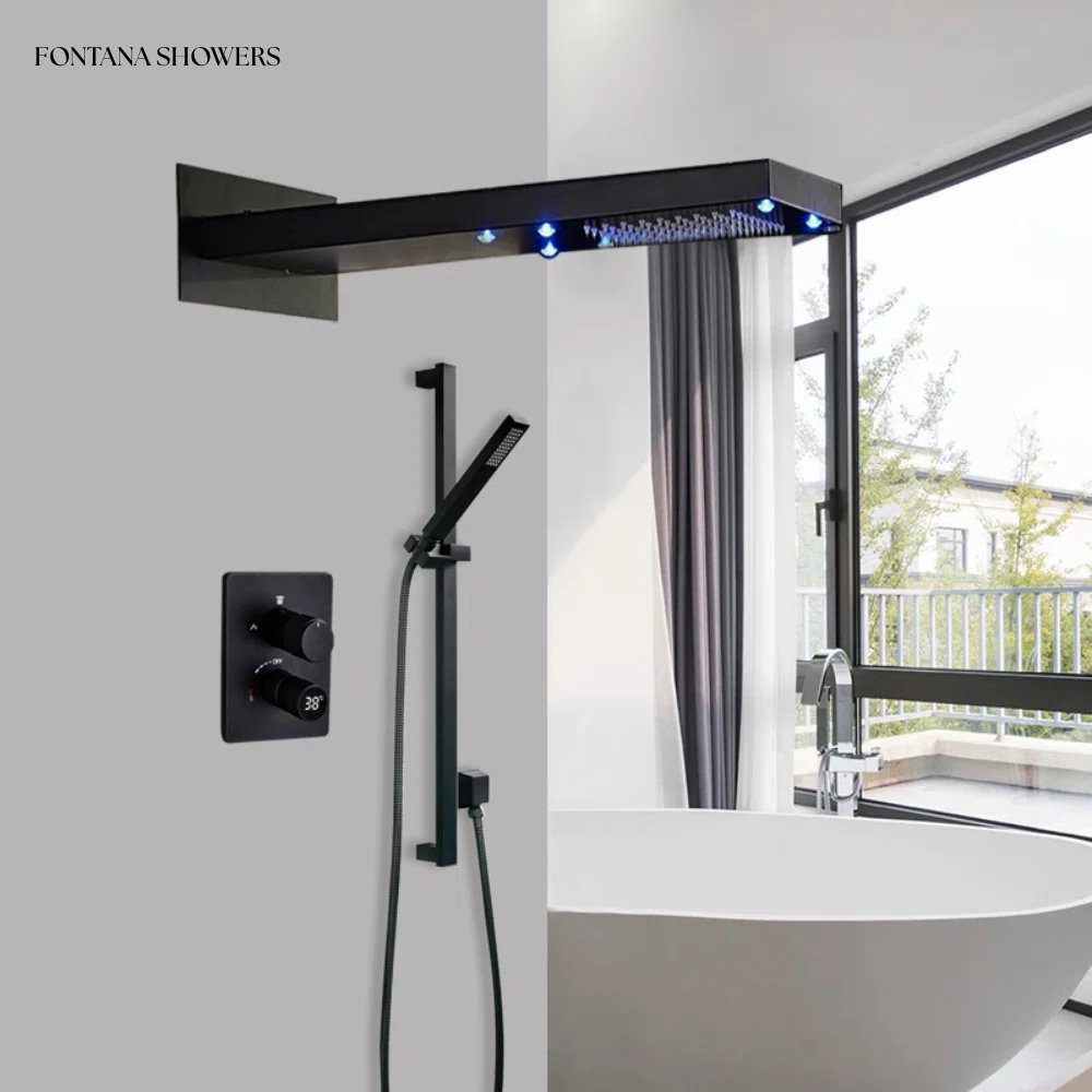 FontanaShowers Nola 20 Inch LED Ceiling Mount Digital Shower in Brushed ...