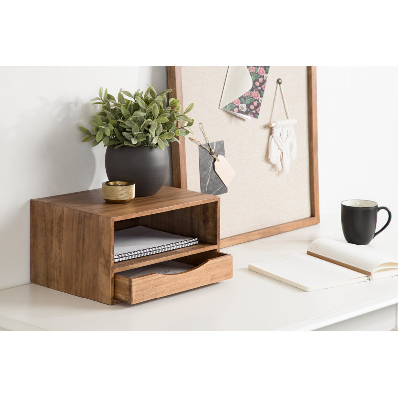 Wade Logan Adeana Poplar Solid Wood Floating Shelf with Drawer ...