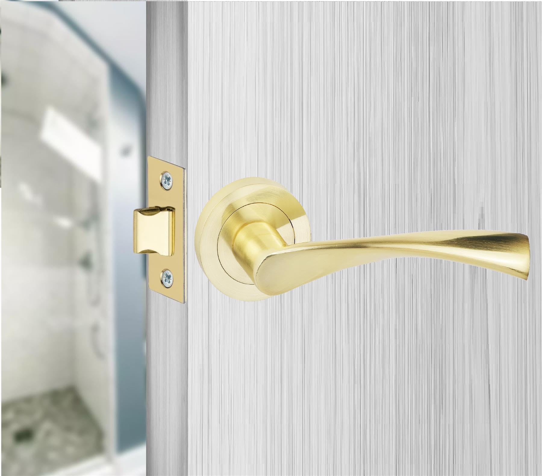 Fairmont Park Astrid Design Euro Lock Door Handle Set in Satin Brass ...