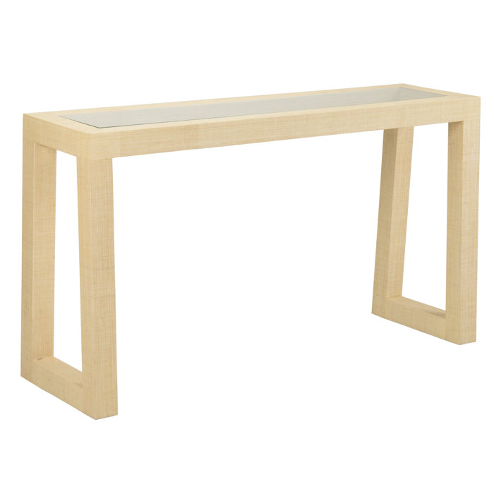 Gaston Natural Wood Base with 60'' Glass Top Console Table