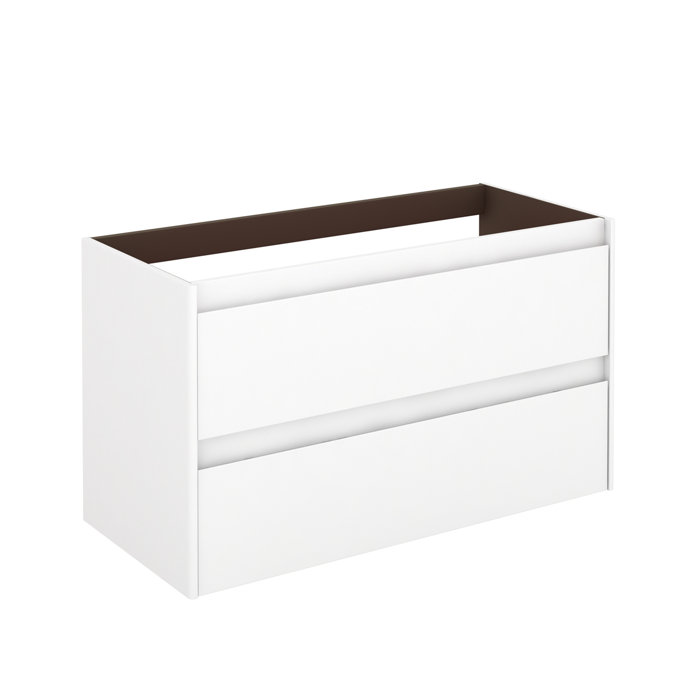 Glossy White 39.3" MDF Floating Vanity Base with Chrome Highlights
