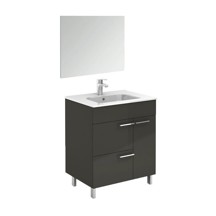Elegance 32" Anthracite MDF Freestanding Single Vanity with Ceramic Top