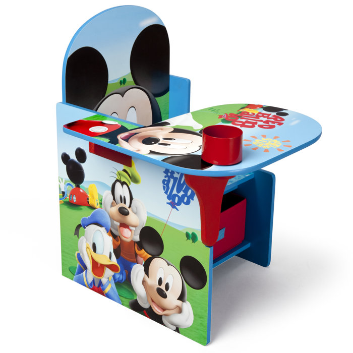 Mickey Mouse Inspired Blue Study Desk & Chair Set with Cup Holder