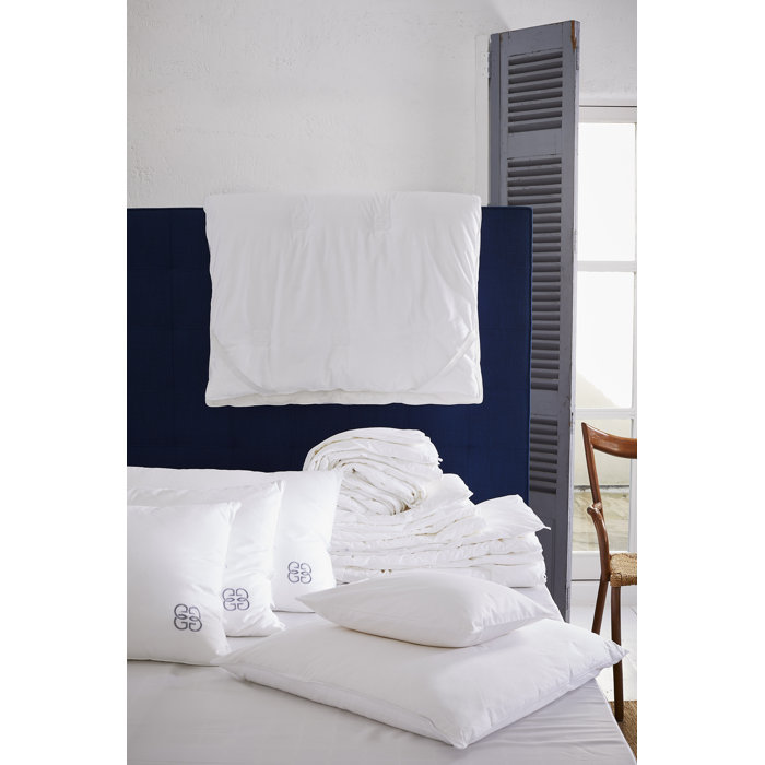White Cotton Sateen Hypoallergenic Silk Queen Pillow