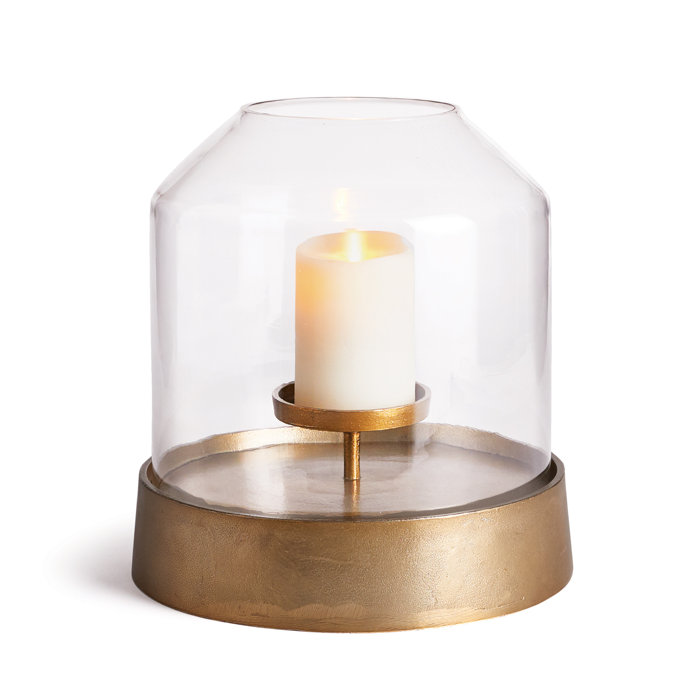Kenmare Brass and Glass Hurricane Candle Holder