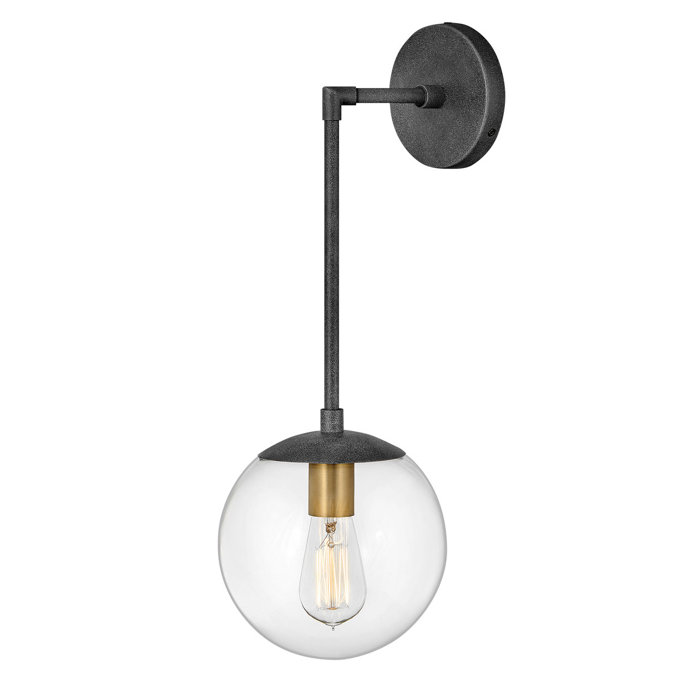 Warby Dimmable Black Steel Sconce with Aged Zinc Finish