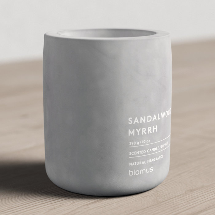 Large Sandalwood Myrrh Soy Scented Candle in Concrete Jar