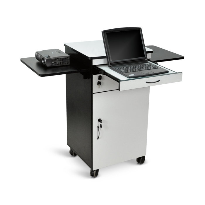 Luxor Dual-Tone Mobile Projector Cart with Lockable Storage, Black & White