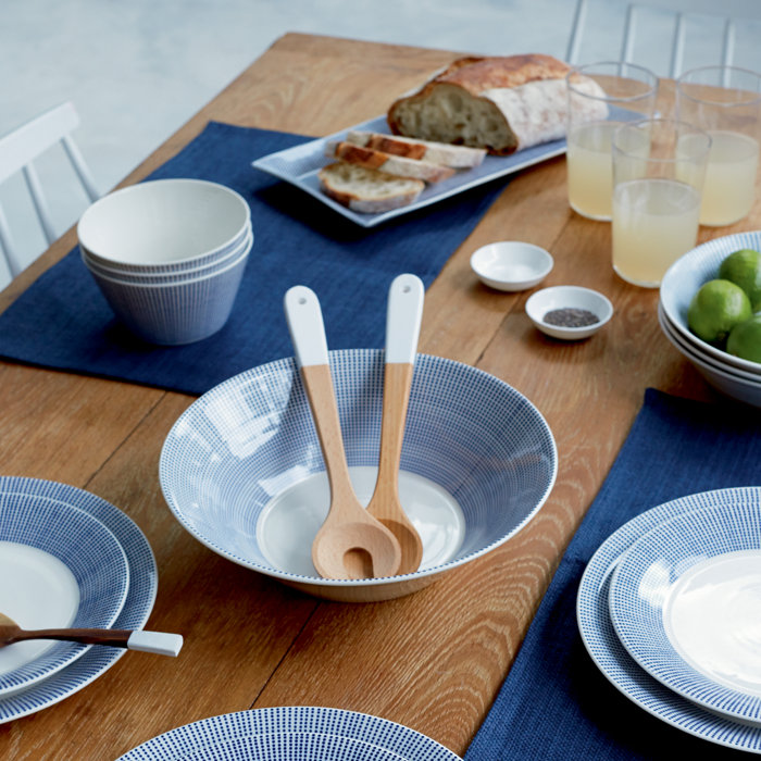 Coastal Charm Blue Dot 11.5" Ceramic Serving Bowl