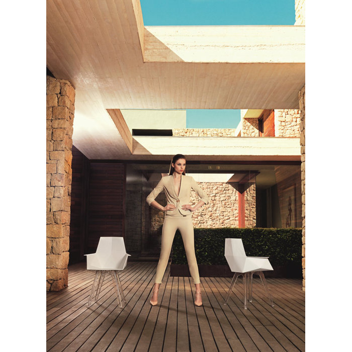 White Matte Polycarbonate Armless Dining Chair
