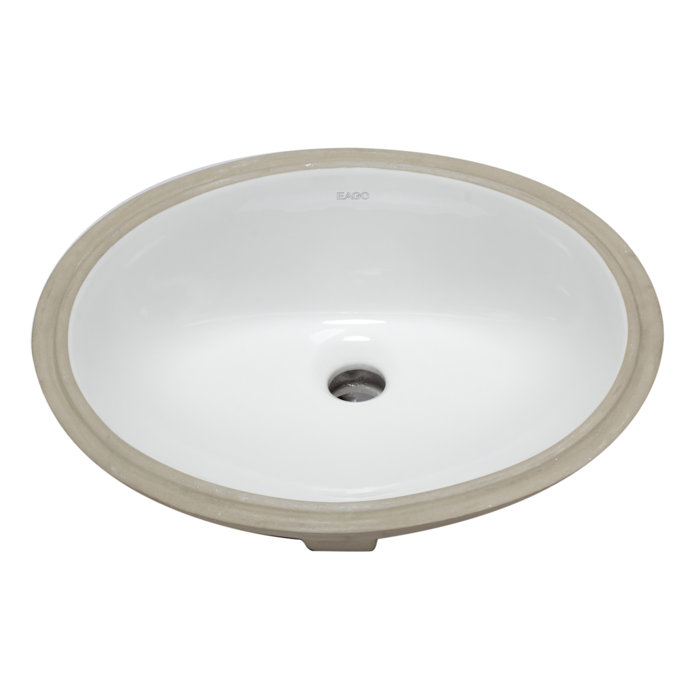 EAGO 18'' White Ceramic Oval Undermount Bathroom Sink