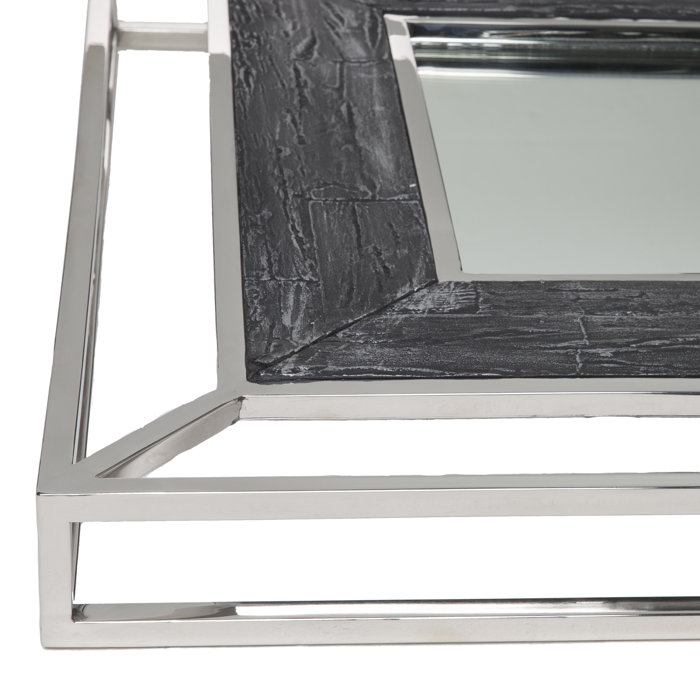 Allure Rectangular 32" Wood and Metal Wall Mirror in Silver and Gold