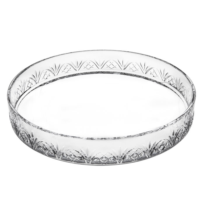 Elegant Dublin Polished Crystal Round Serving Tray
