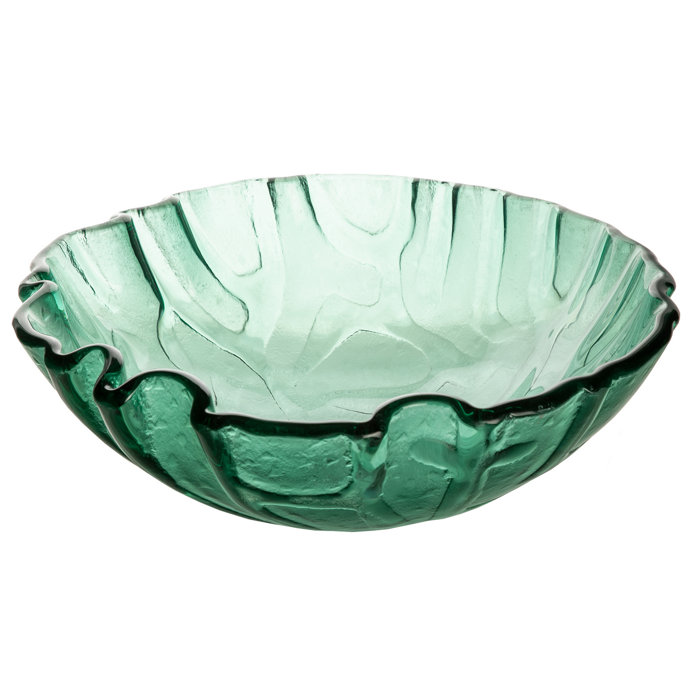 Green Textured Glass Above-Counter Round Vessel Sink