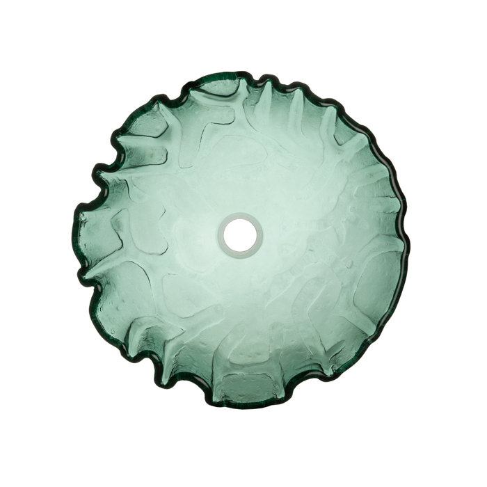Green Textured Glass Above-Counter Round Vessel Sink