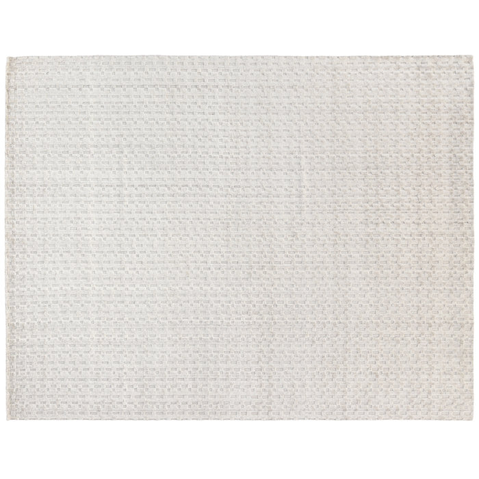 Ivory Geometric Handmade Viscose & Cotton 9' x 12' Rug