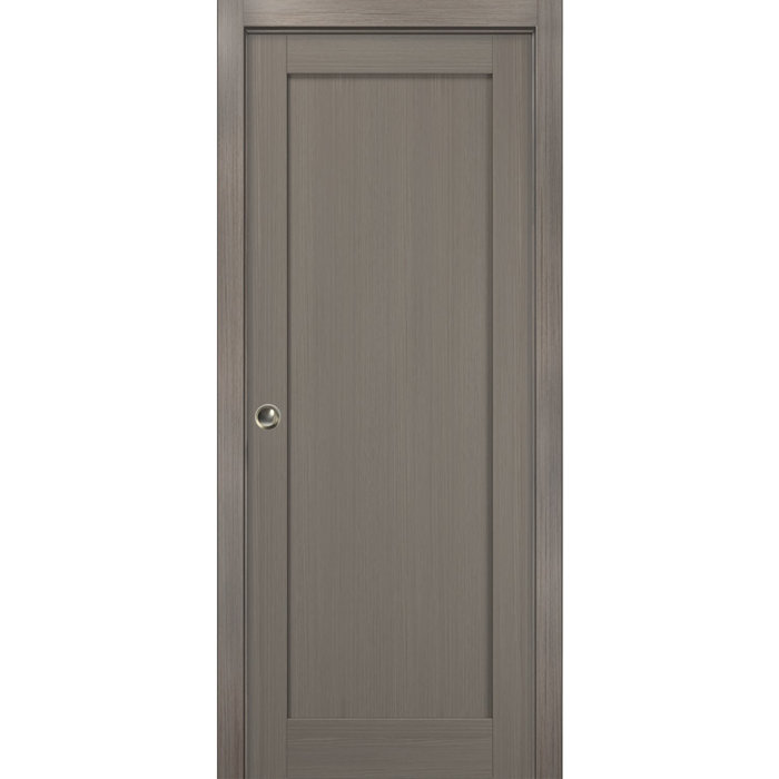 Quadro 4111 Grey Ash Solid Core Pocket Door with Eco-Veneer