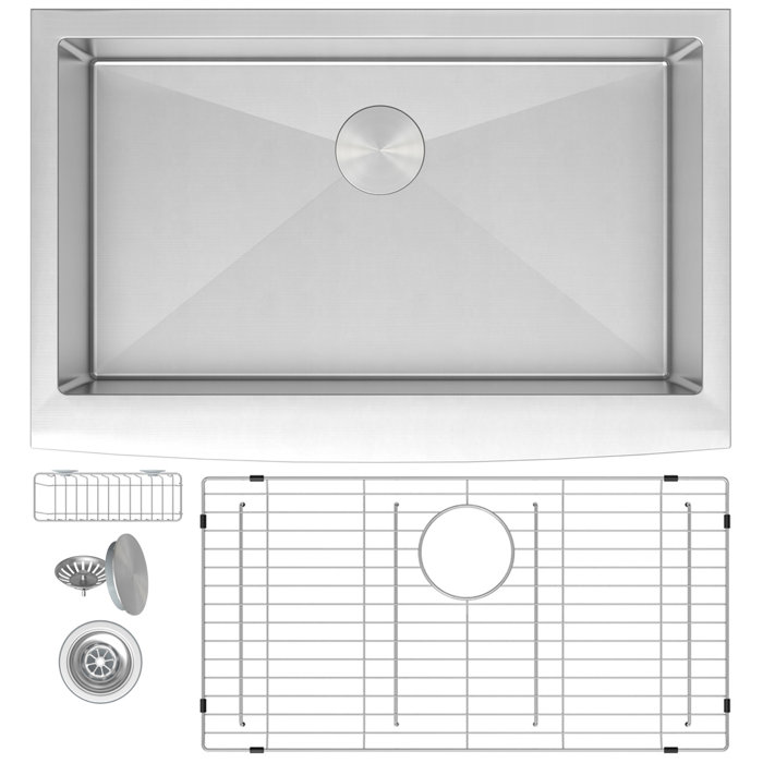 33-Inch Brushed Stainless Steel Farmhouse Apron-Front Kitchen Sink