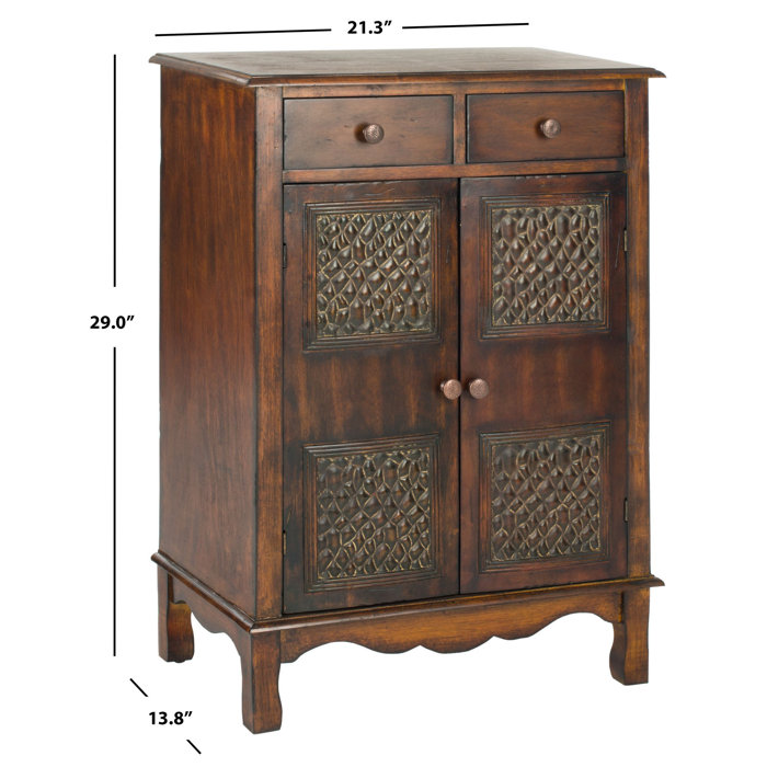 Herbert Dark Brown Solid Birch Accent Cabinet with Brass Knobs