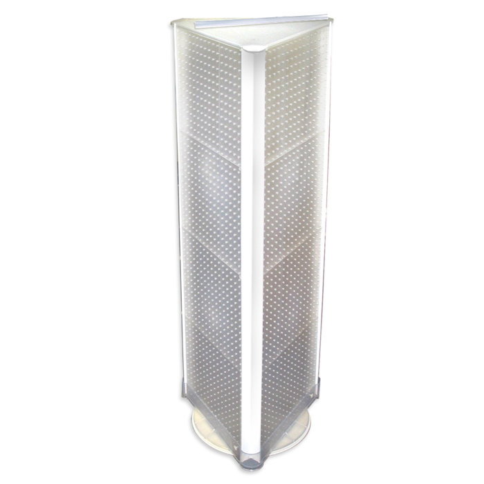 Clear 60" Tall Three-Sided Spinning Pegboard Display Stand
