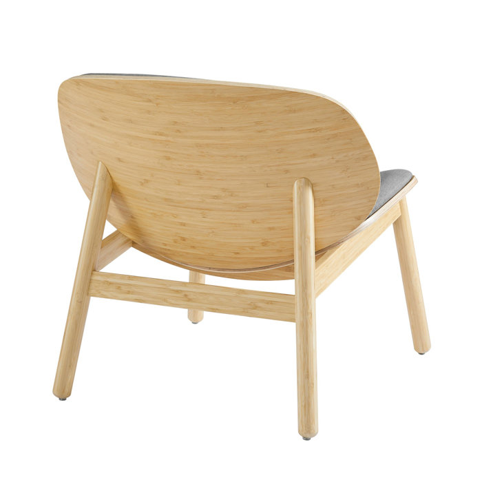 Gray Velvet Lounge Chair with Bamboo Frame