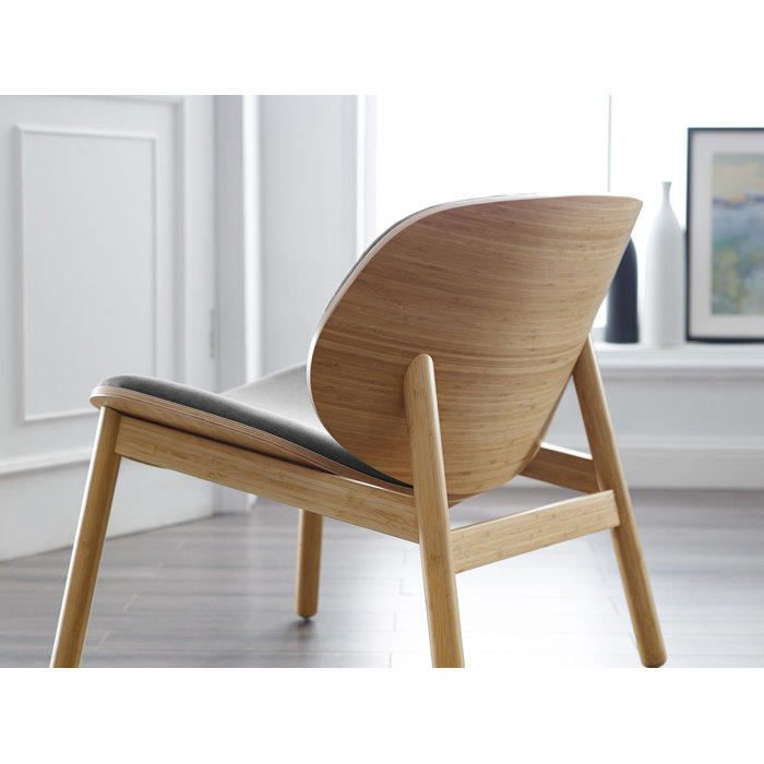 Gray Velvet Lounge Chair with Bamboo Frame