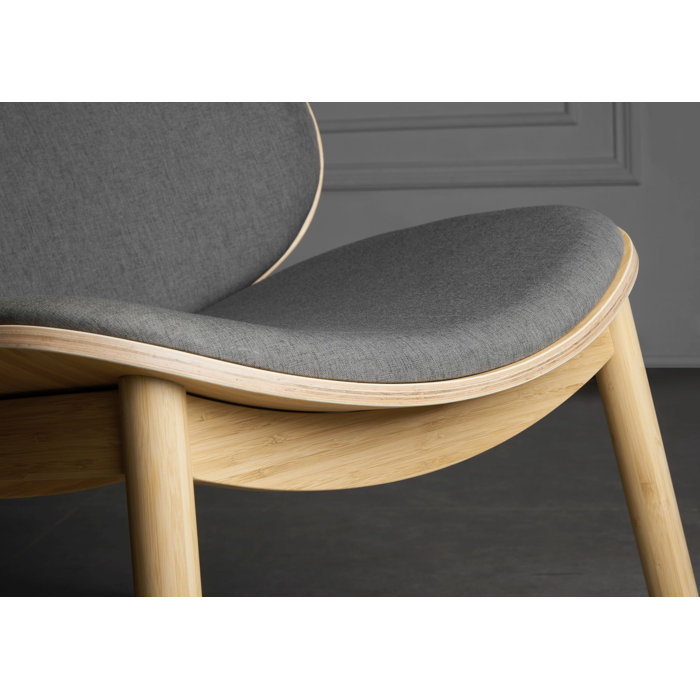 Gray Velvet Lounge Chair with Bamboo Frame