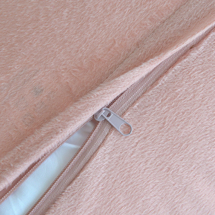 Pink Faux Fur Euro Pillowcases with Tassels, 18" x 18", Set of 2