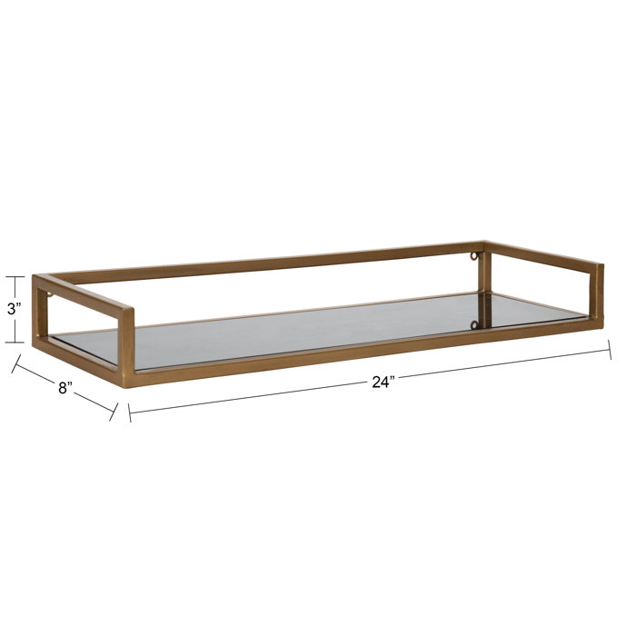Elegant Gold and Black Glass Wall Display Shelf - 26.4" x 10.9"