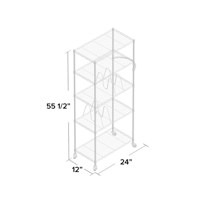 Chrome 24'' Adjustable Steel Pantry Rack with Wheels