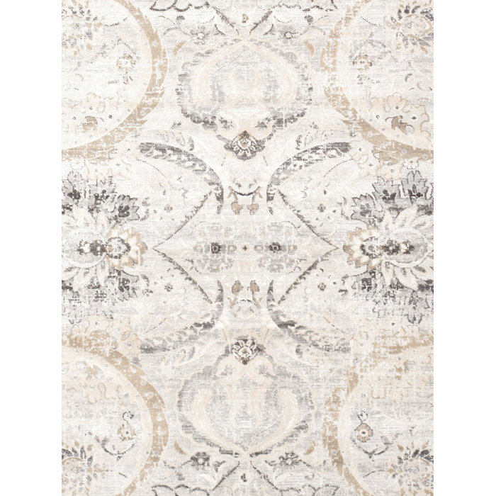 Handmade Ivory Rectangular Stain-Resistant Synthetic Rug 5' x 7'