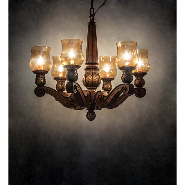 Kendall 30" Wide Gold and Cherry 6-Light Chandelier