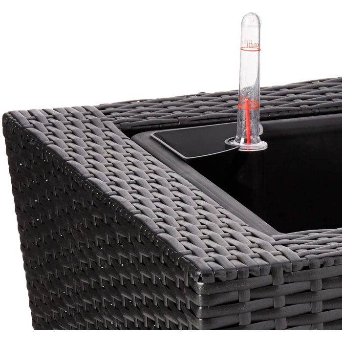 Vista Black Resin Wicker Square Planter, 14-inch